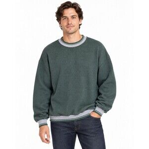Vintage 90s Jerzees Super Sweats Waffle Knit Crewneck Sweatshirt USA XL Green